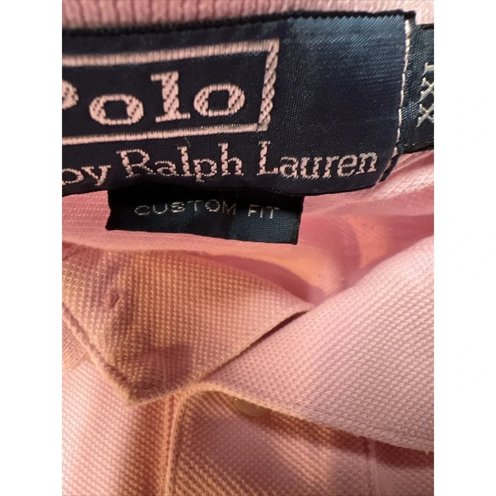 Vintage Polo Ralph Lauren Polo Shirt Men's XXL Pink Blue Pony‎ Rugby See Details